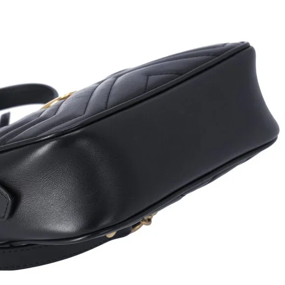GUCCI GG Marmont Shoulder Bag 448065 Black Leather - Picture 7 of 8